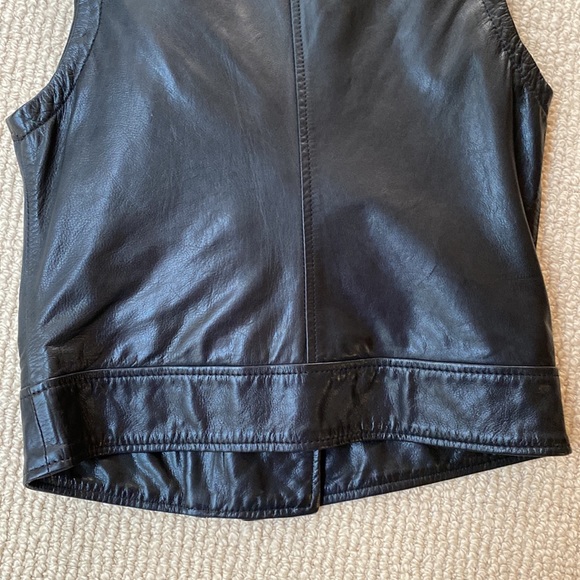 For Joseph Asymmetrical Black Leather Moto Biker Vest - Picture 12 of 16
